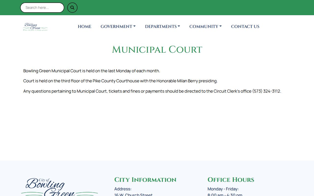 Bowling Green Municipal Court official page