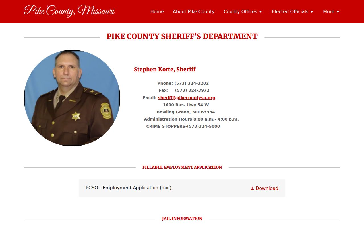 Pike County Sheriff official contact page